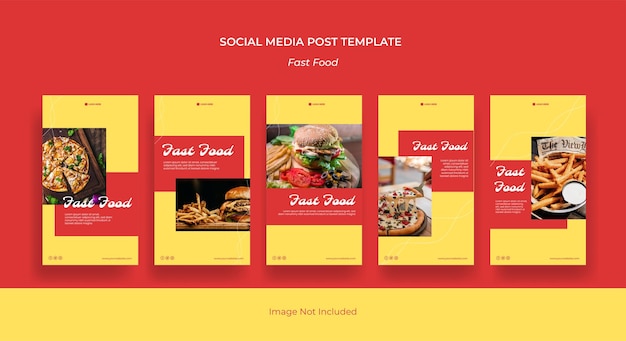 Coleção de histórias de postagem de mídia social de fast food