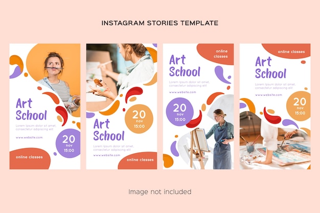 Coleção de histórias do Instagram da escola de arte