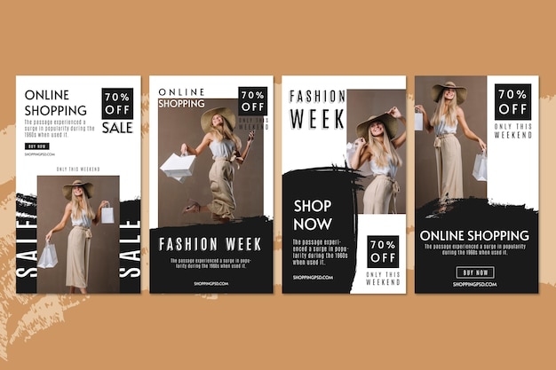 Coleção de histórias do Instagram de compras online