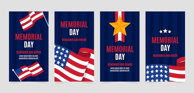 Coleção de histórias do instagram de dia memorial plano