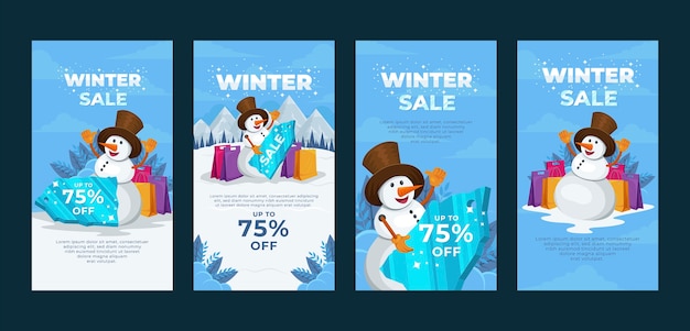 Coleção de histórias do instagram de venda de temporada de inverno