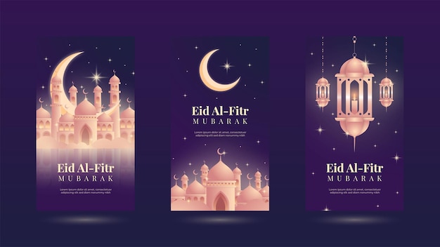 Coleção de histórias do instagram gradient eid alfitr