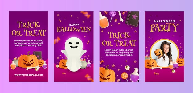 Coleção de histórias do instagram gradiente de halloween
