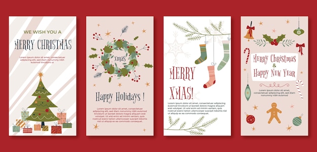 Coleção de histórias do instagram para celebração da temporada de natal