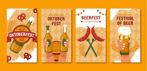 Coleção de histórias do instagram para celebração do festival de cerveja oktoberfest
