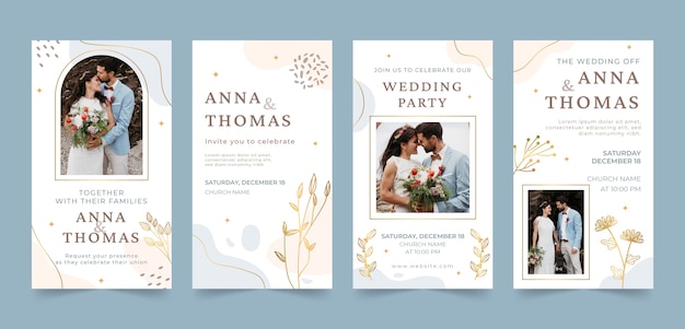 Coleção de histórias do instagram para festa de casamento