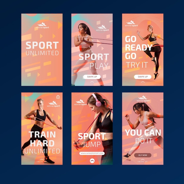 Coleção de histórias do Instagram para fitness