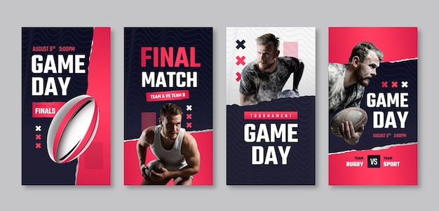 Coleção de histórias do instagram para o campeonato de rugby
