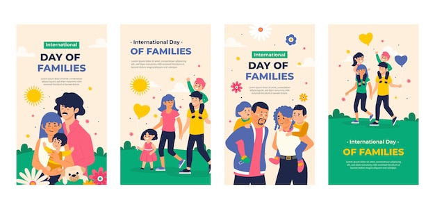 Coleção de histórias do instagram para o dia internacional da celebração das famílias