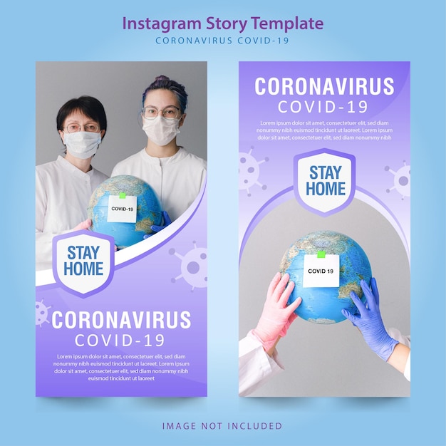 Vetor coleção de histórias instagram de coronavírus gradiente