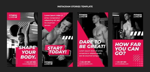 Coleção de histórias instagram de fitness plano