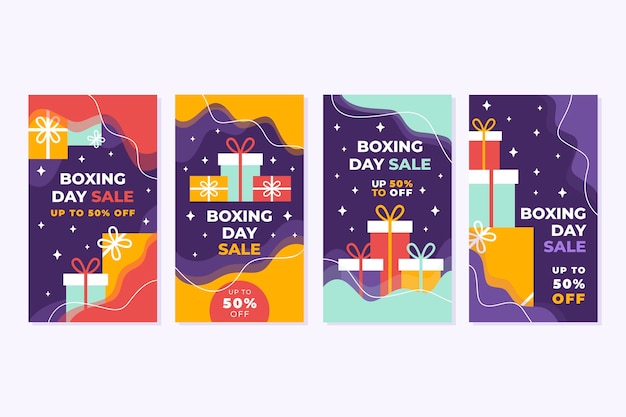 Coleção de histórias instagram de venda de boxing day