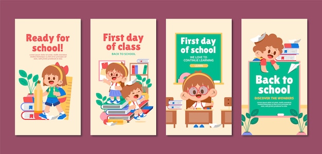 Coleção de histórias instagram de volta à escola