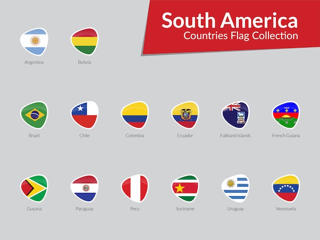Vetor coleção de ícone de bandeiras sul-americanas