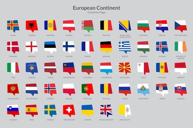 Coleção de ícones de bandeira de países europeus