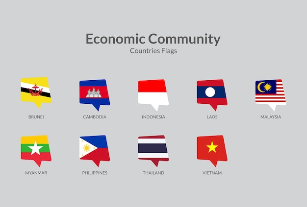 Coleção de ícones de bandeira dos países da comunidade económica