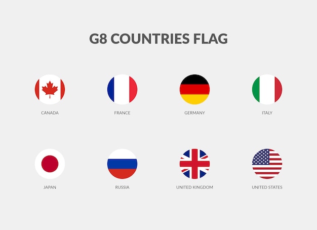 Coleção de ícones de bandeira dos países do G8