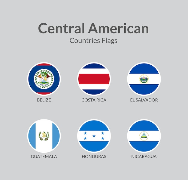 Coleção de ícones de bandeiras de países da América Central