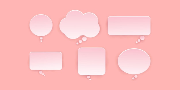 Coleção de ícones de bate-papo de bolha de fala rosa 3d