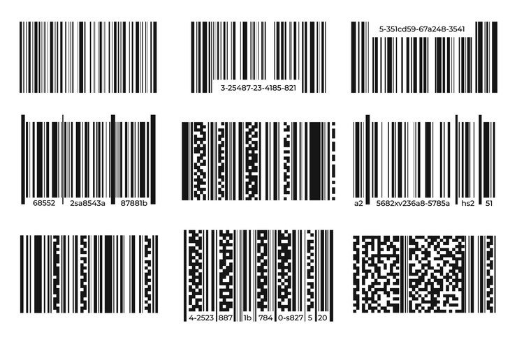 Vetor coleção de ícones de código de barras rótulos de barras de código de produto preto moderno isolados em fundo branco