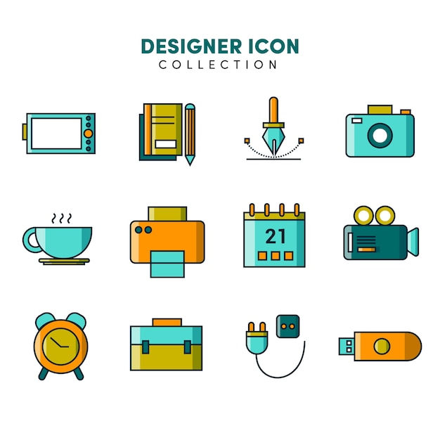 Vetor coleção de ícones de designer gráfico