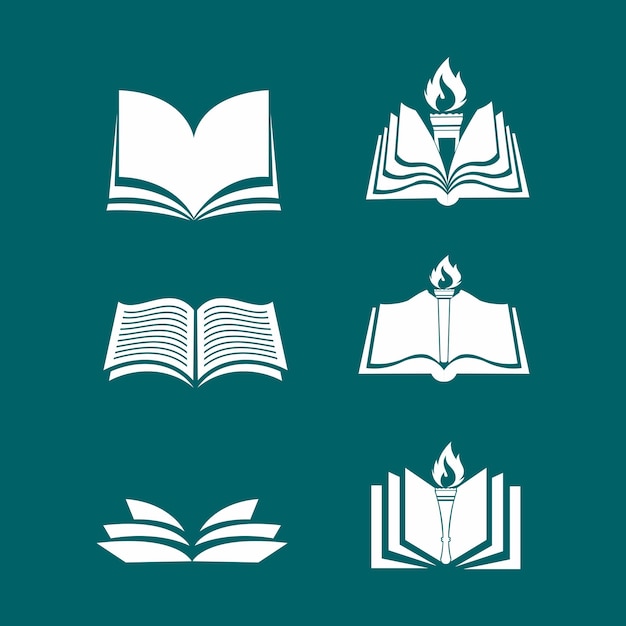Coleção de Ícones de Livros e Tochas