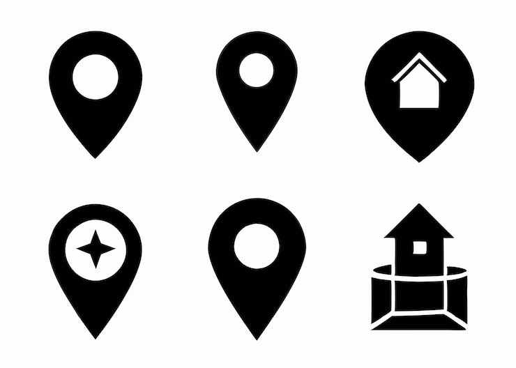 Vetor coleção de ícones de localização em fundo branco
