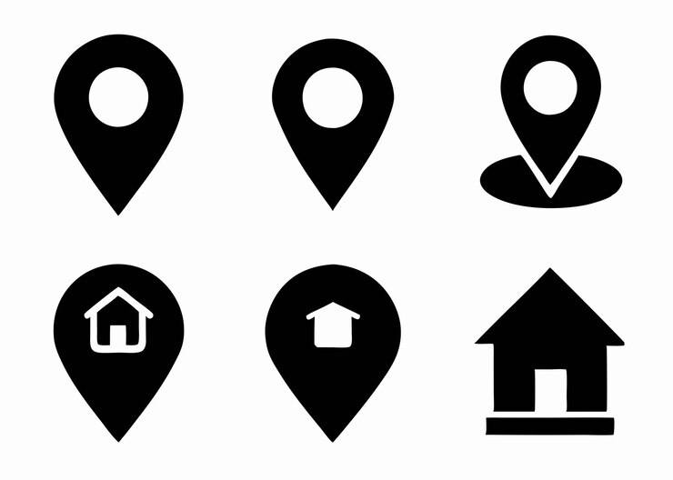 Vetor coleção de ícones de localização em fundo branco