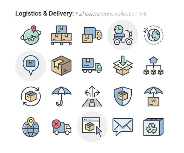 Coleção de ícones de logística e entrega