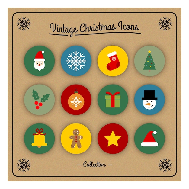 Coleção de ícones de natal vintage