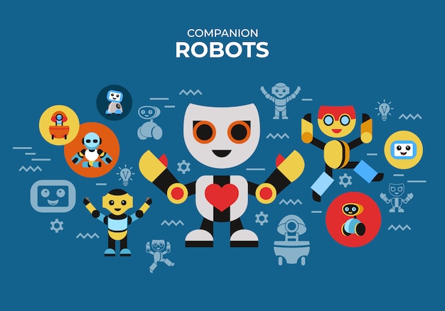Coleção de ícones de robôs de companheiro