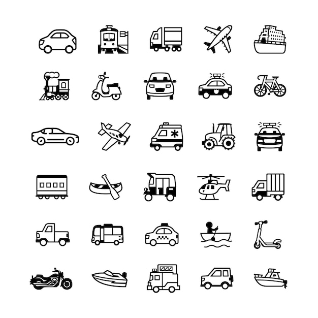Coleção de ícones de transporte
