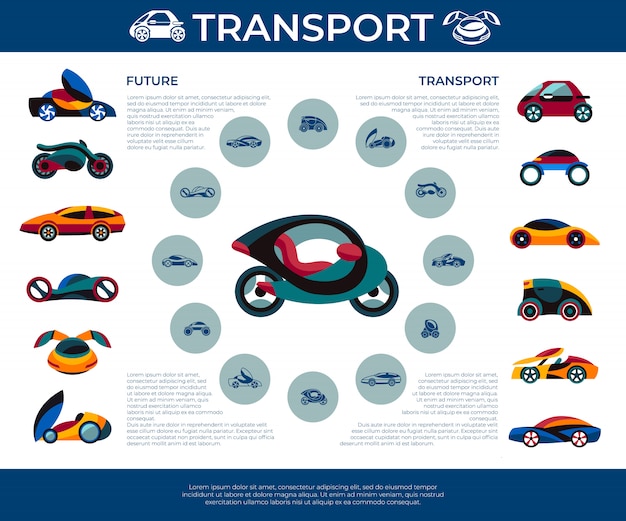 Coleção de ícones do conceito de carro do futuro