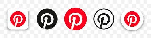Coleção de ícones do logotipo do pinterest em estilo diferente em um fundo transparente
