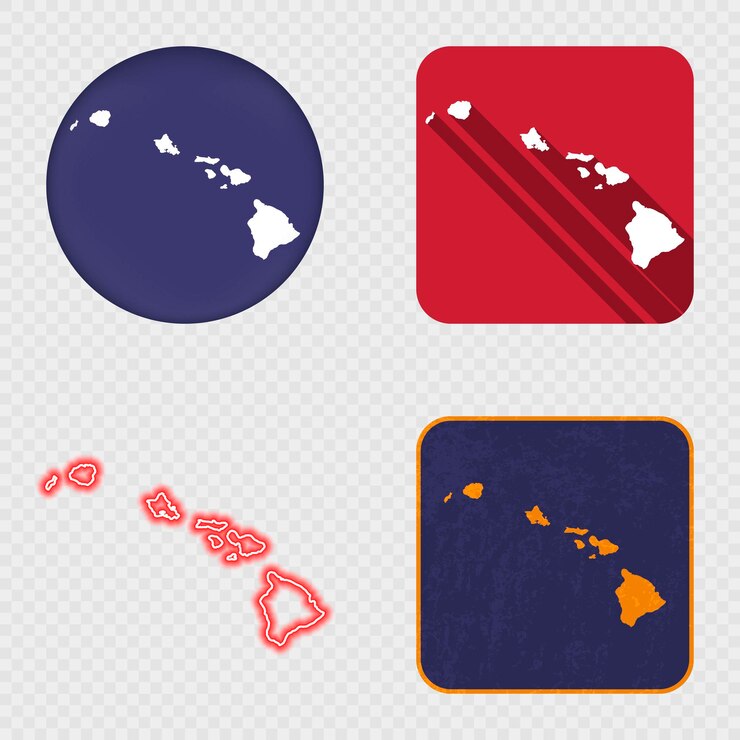 Vetor coleção de ícones do mapa do estado do havaí