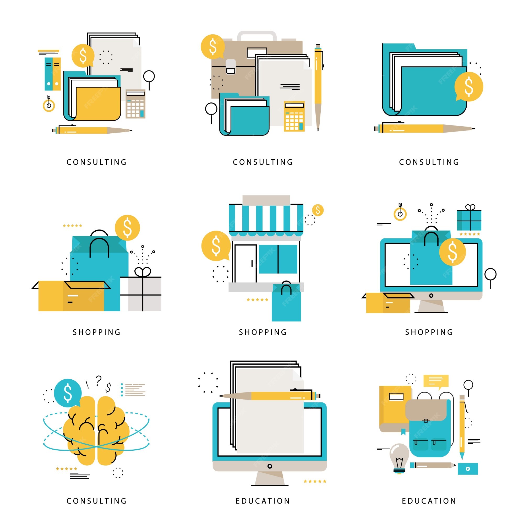 a linha de compras e comércio eletrônico preencheu o pacote de 5 ícones,  incluindo a digitação. interface. peito. teclado. espaçonave. design de  ícones criativos 18270399 Vetor no Vecteezy