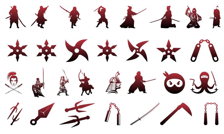 Vetor coleção de ícones ninja