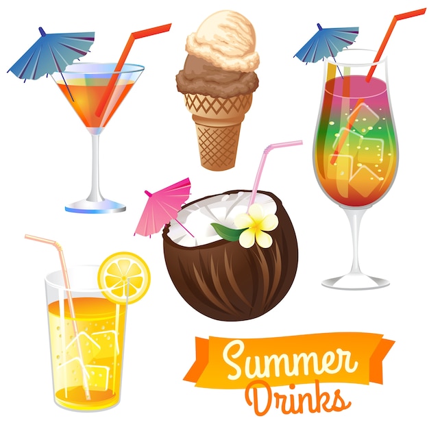 Coleção de ilustração de bebidas de verão