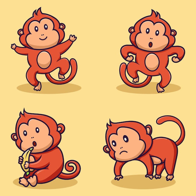 Coleção de ilustração de macaco fofo