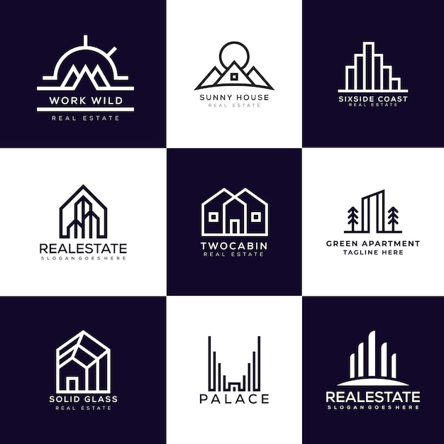 Coleção de ilustração de modelo de vetor imobiliário logotipo.