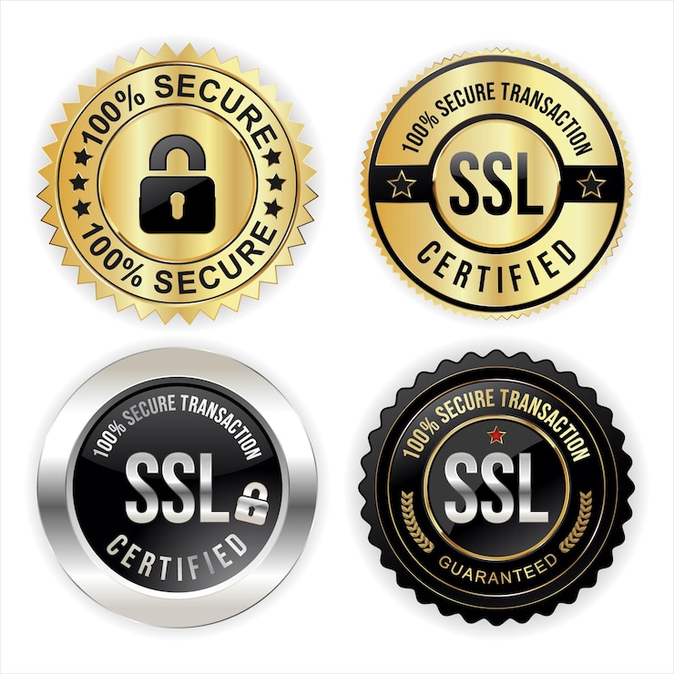 Vetor coleção de ilustração vetorial de ícone seguro de proteção ssl isolada no fundo branco
