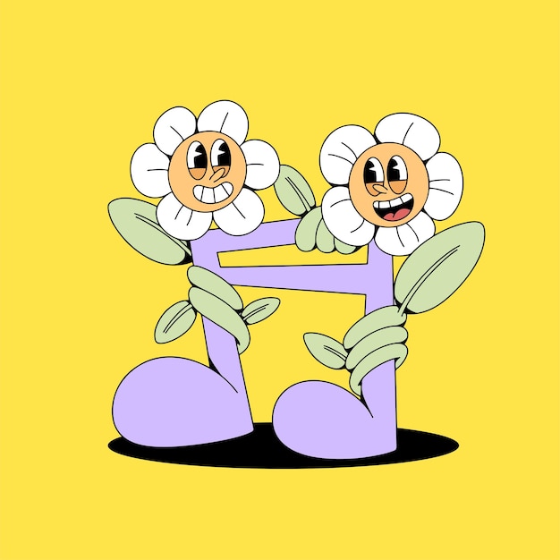 Coleção de Ilustrações de Flores de Primavera Retro