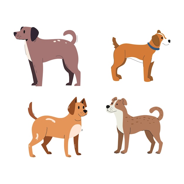coleção de ilustrações planas de animais cães