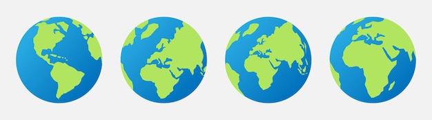 Coleção de ilustrações vetoriais de ícones da Terra Continente da América Europa Ásia e África