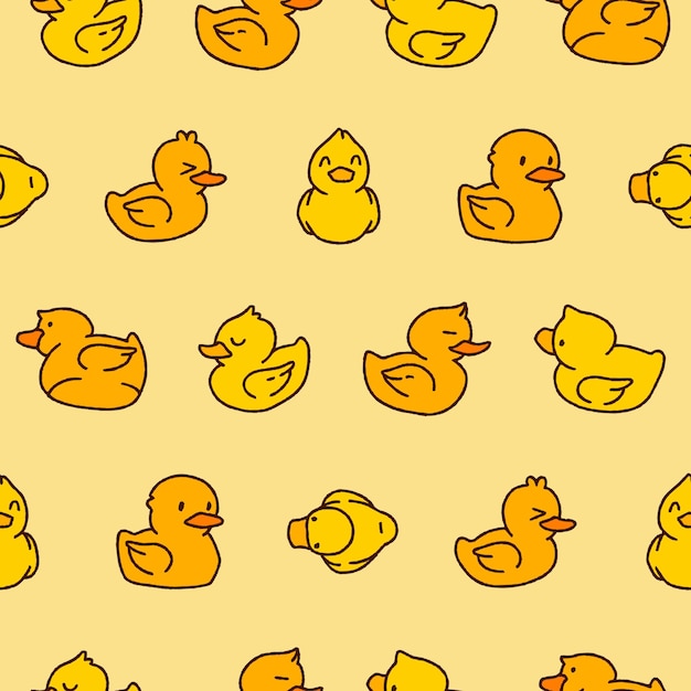 Coleção de ilustrações vetoriais de padrão sem costura de pato de borracha para decoração de papel de parede impresso