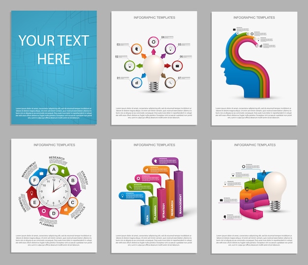 Coleção de infográficos coloridos.