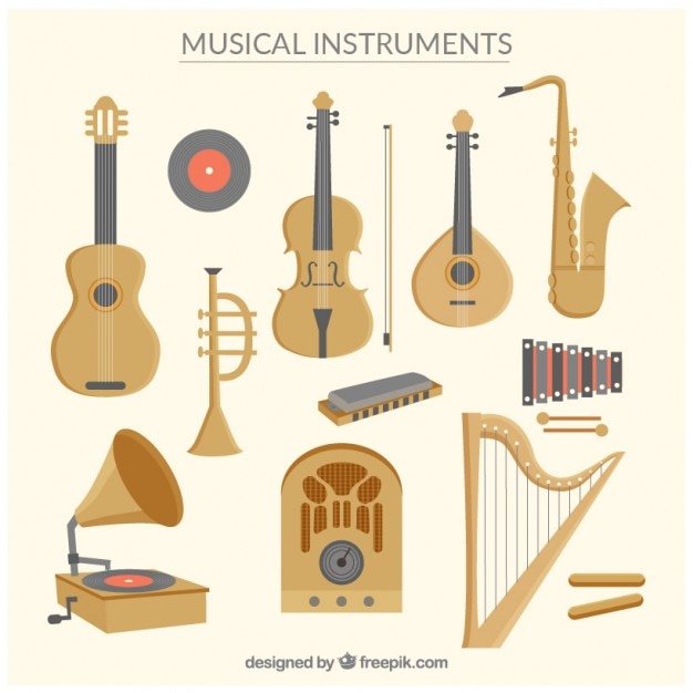 Vetor coleção de instrumentos musicais