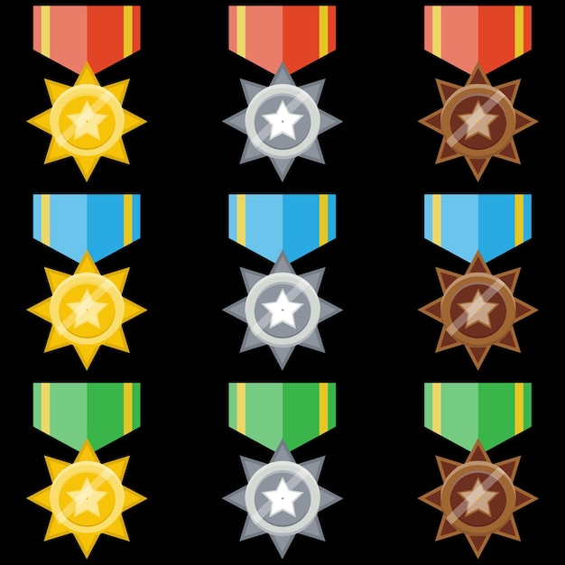 Coleção de itens do jogo de medalhas