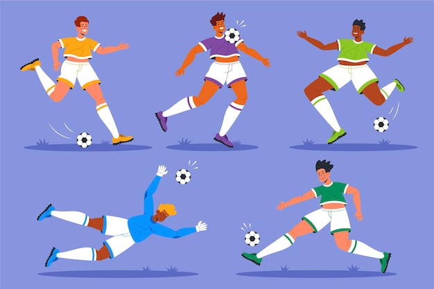 Coleção de jogador de futebol de design plano