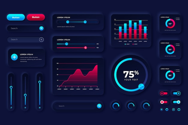 Coleção de kit de interface de usuário gradiente